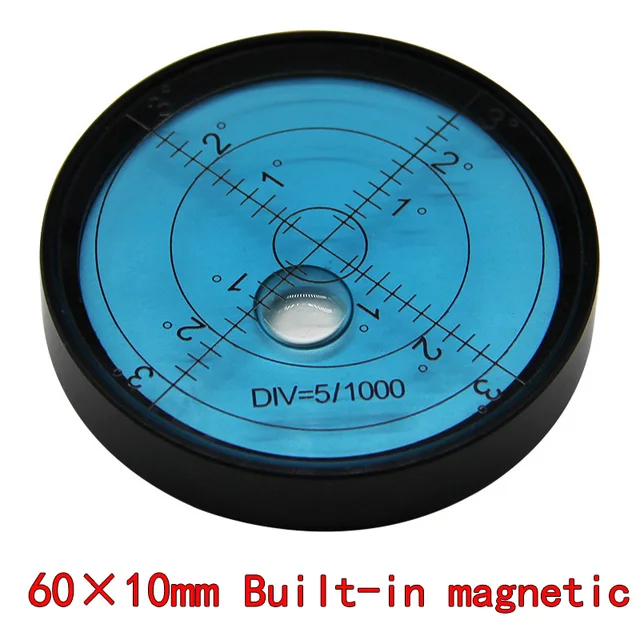 magnetic spirit levelmetal horizontal bubble high precision level bubble round levelmagnetic spirit 60*10mm Black blue magnet