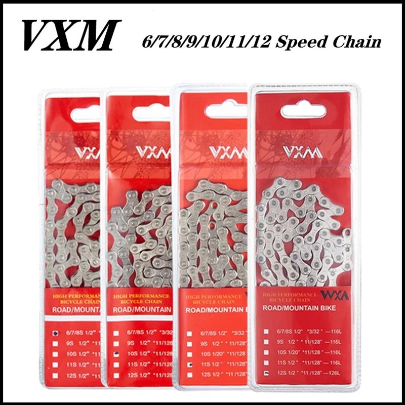 

VXM Bike Bicycle Chain 6 7 8 9 10 11 12 Speed Velocidade Electroplated Silver Chain Mountain Road Bike MTB Chains Part 116 Links