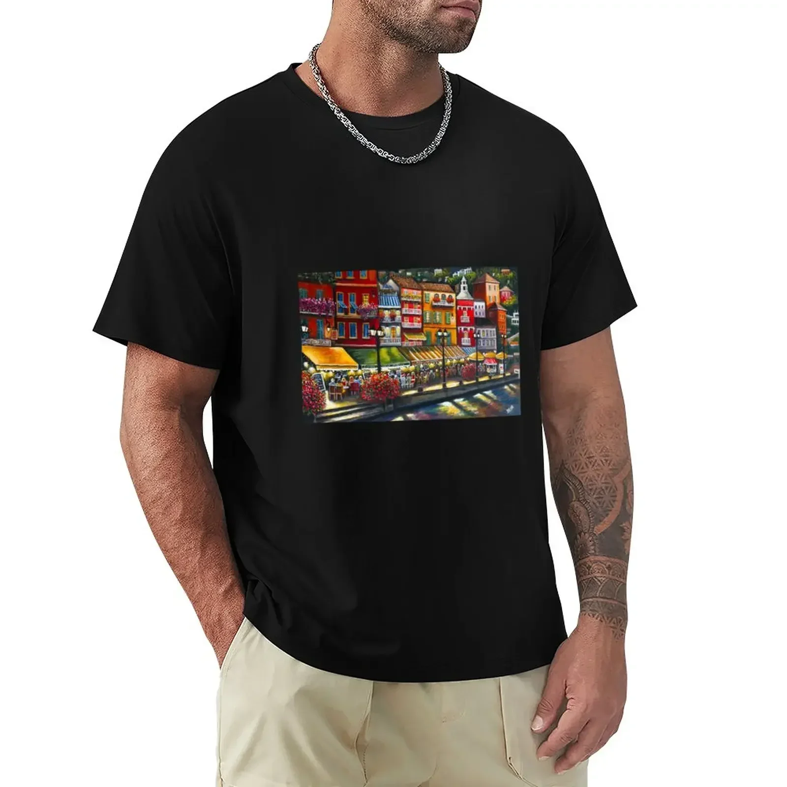 

Italy Portofino terrace T-Shirt quick-drying tops mens funny t shirts summer clothes tees black t-shirts for men
