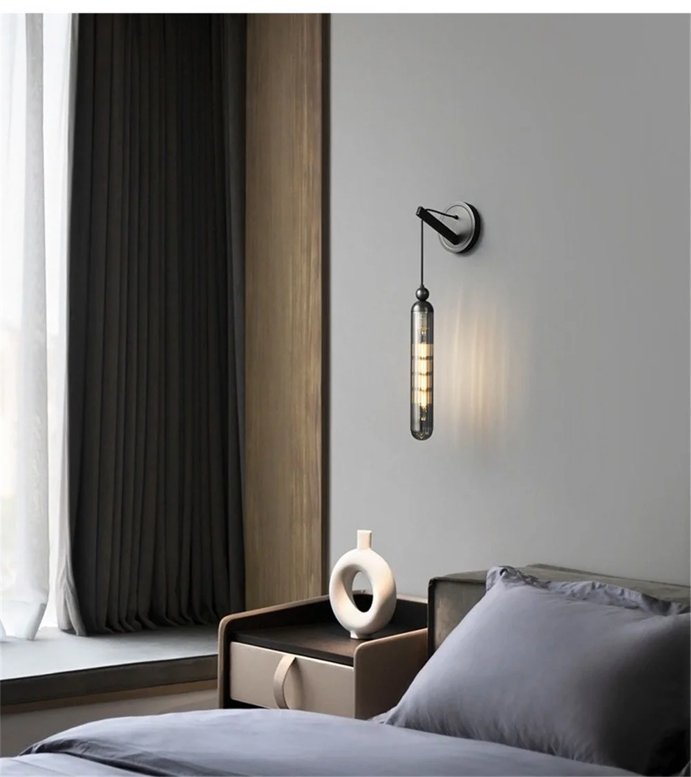 Description Picture 6 of itemModern Copper Glass Long Strip Led Wall Lamp Living Room Sofa Suspend Sconces Loft Decor Hotel Aisle Corridor Art Light Fixture