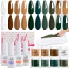 13pcs Dip Powder Nail Kit with 8 Golden Brown Colors Dipping Powder and Dip Liquid Set for Salon Manicure Nail Art Women Gifts 1
