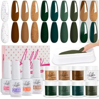 13pcs Dip Powder Nail Kit with 8 Golden Brown Colors Dipping Powder and Dip Liquid Set for Salon Manicure Nail Art Women Gifts 1
