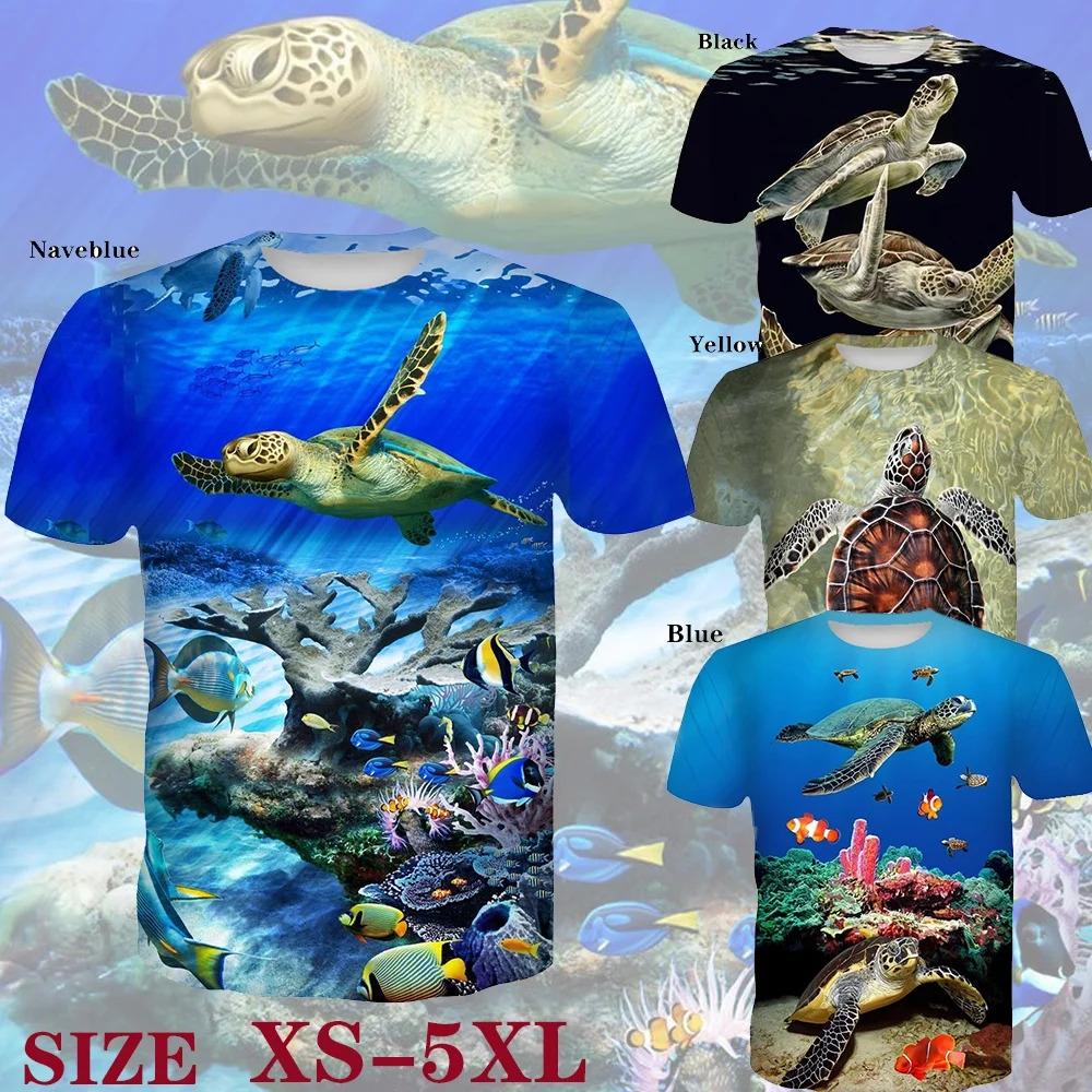 

2023 Fashion Men/women Tortoise Funny 3D Print Sea Turtle Graphic Tee Casual Short Sleeve T-Shirt Tops XXS-6XL