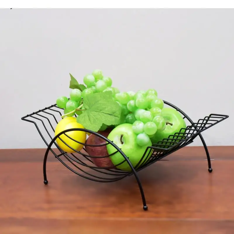 

Nordic Hollow Fruit Basket Household Kitchen Drain Vegetable Basket Wrought Iron Living Room Snacks Dried Fruit Storage Basket