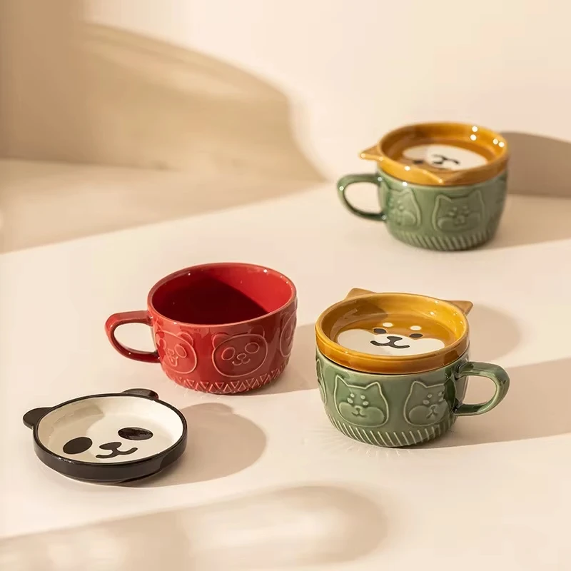 Japanese Cartoon Cat Mug Set