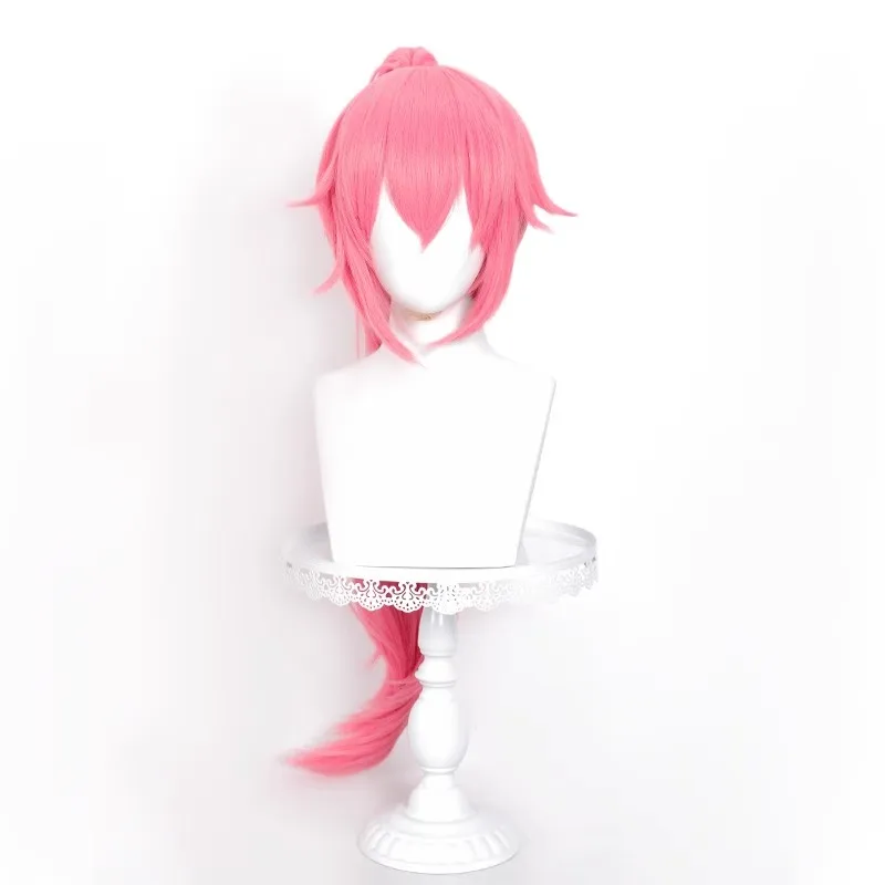 Anime Loli Cosplay Perücke Rosa Langes Ponytail Synthetikhaar (80cm) mit Gratis Perückenkappe für Conventions Halloween 4