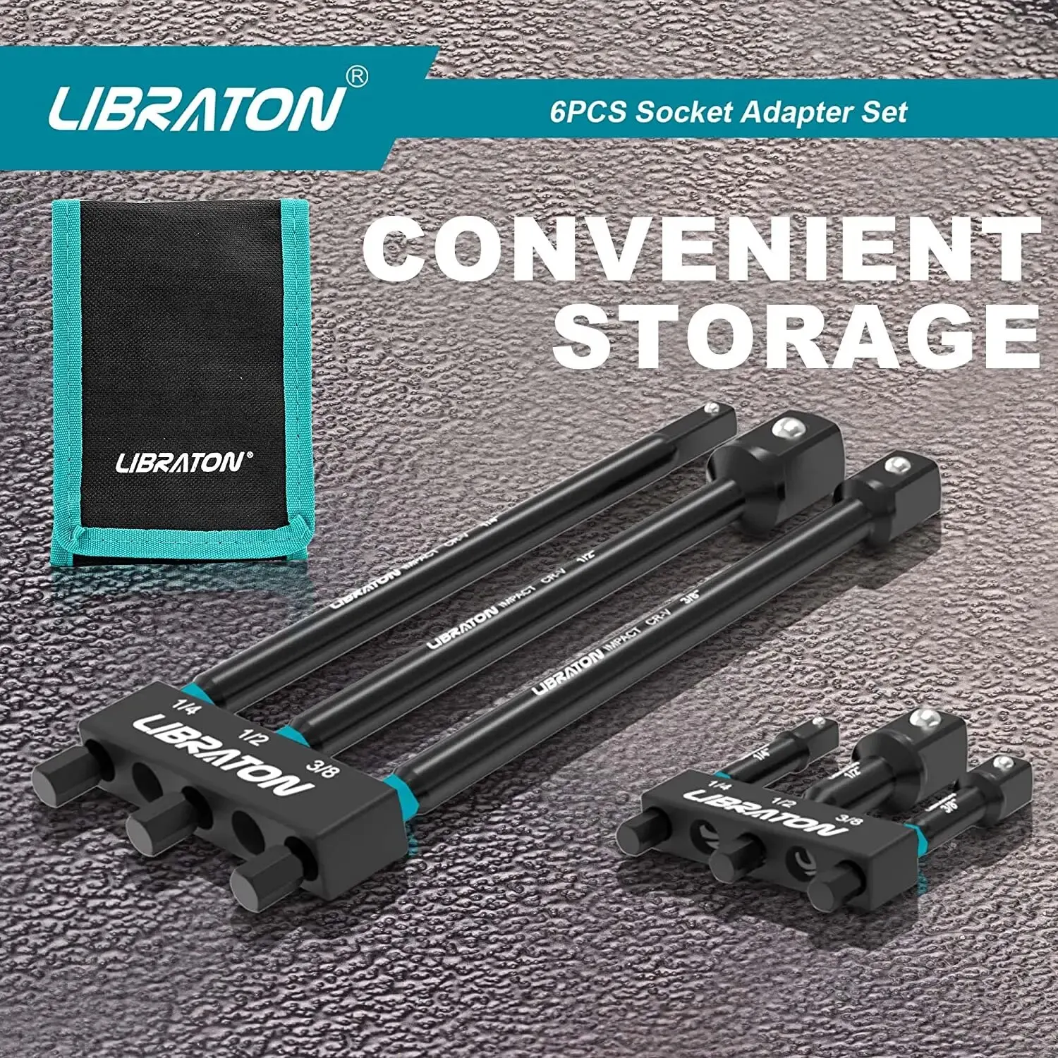 Libraton 6PCS Impact Grade Socket Adapter Set 3" & 6" Drill Socket Adapter Socket Driver Adapter Drill Socket Adapter Extension 6