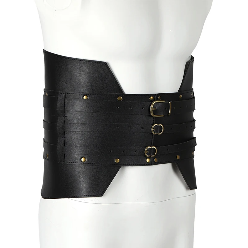 GORGECRAFT Cintura in Pelle PU Medievale con Armatura in Rilievo Sella Cintura Larga Vichinga Marrone Costume da Barbaro Norreno Corsetto da Cavaliere per Donna Rinascimentale Larp Guerriero Cosplay