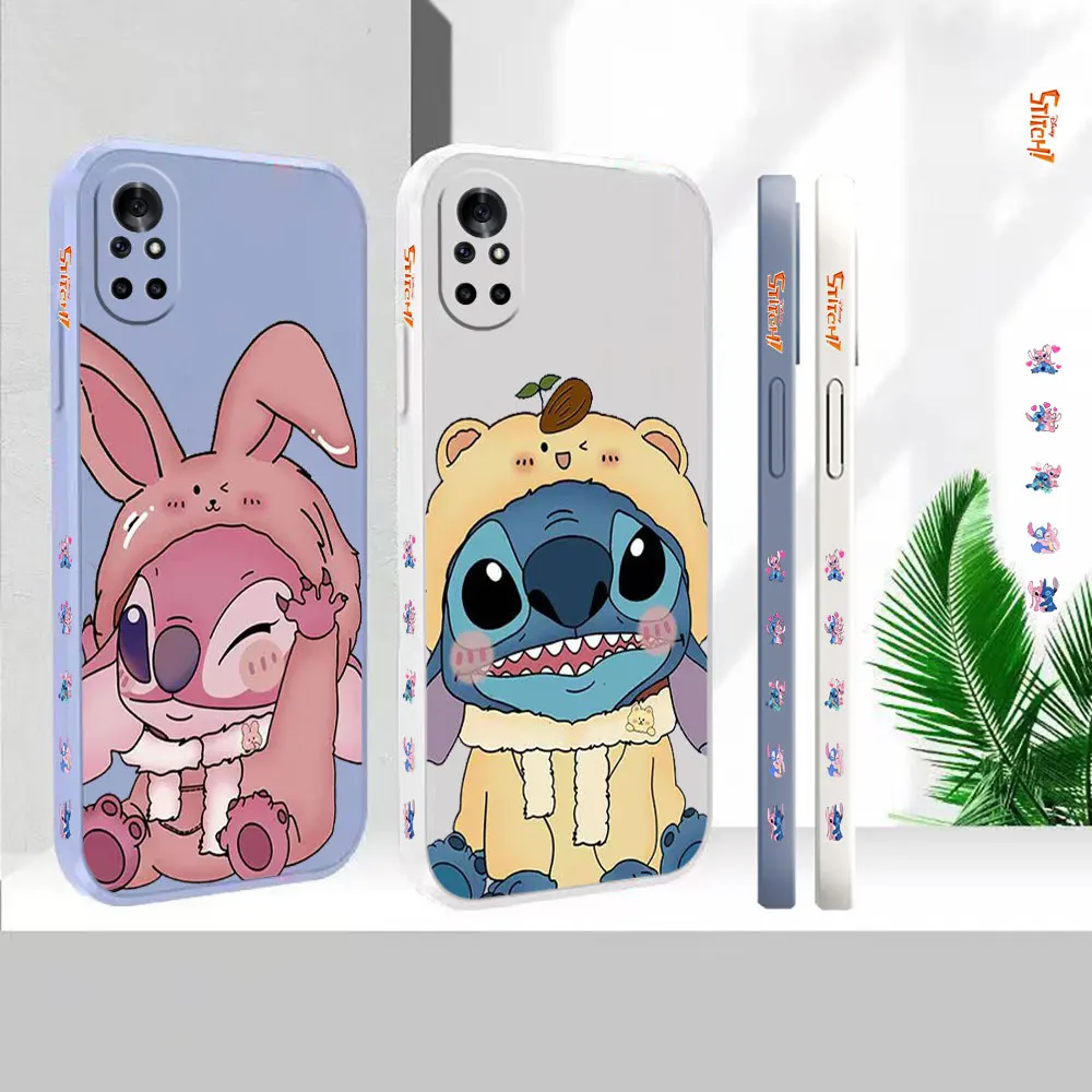 Silicone Liquido Per Huawei Nova 10 10Se 9Se 8 8Se 7 7Se 6 6Se 5 5I 4 3 3I 2S 2 Pro Plus Cover Lilo Cute Stitch Angel Case Funda