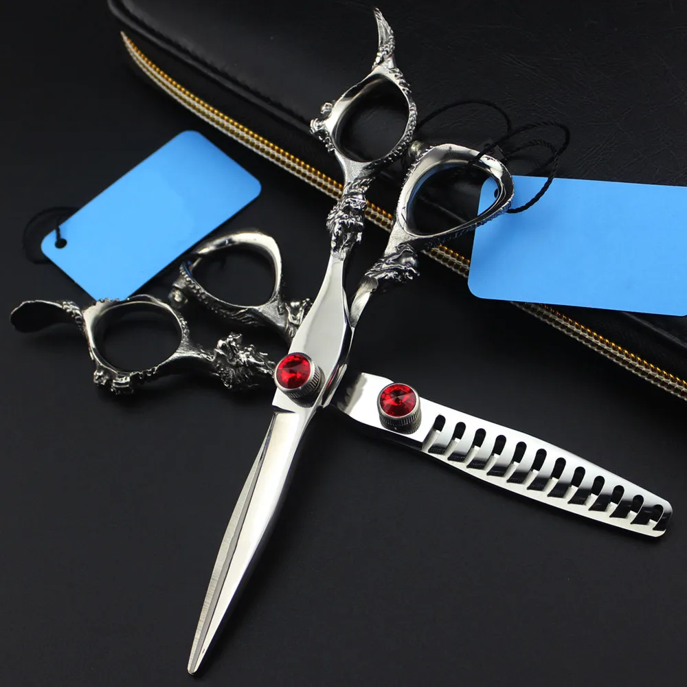 Professional Jp 440c Steel 6 '' Gem Scissor Dragon Hair Scissors