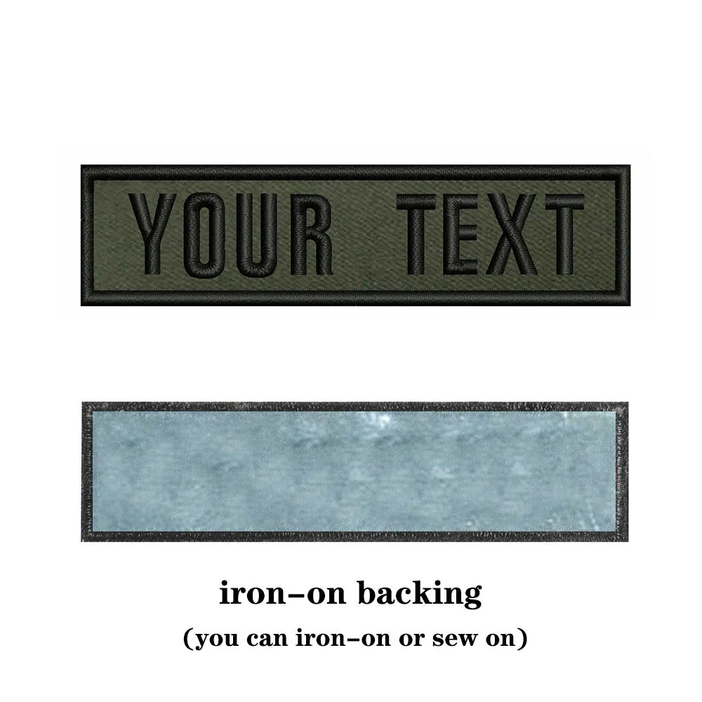 Army Green Background National Flags 10X2.5cm Embroidery Custom Name Text Patch Stripes Badge Iron On Or Velcros Patches 