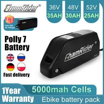 Chamrider-Polly Ebike bateria, bateria elétrica, Downtube, 52V, 48V, 30Ah, BMS, 21700 bateria de lítio, 1000W, 18650 Cell, original