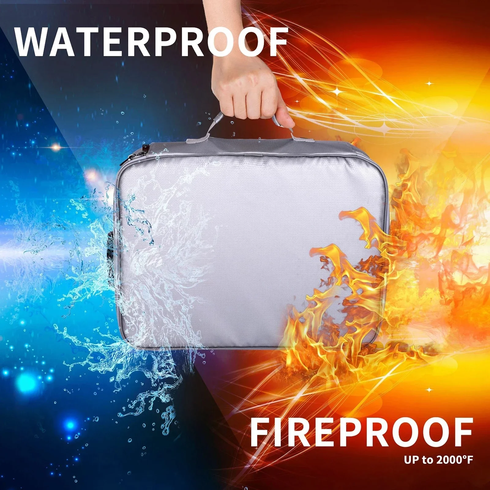 Fireproof Document Bag Safety Organizer Zipper Waterproof Money Pouch ...