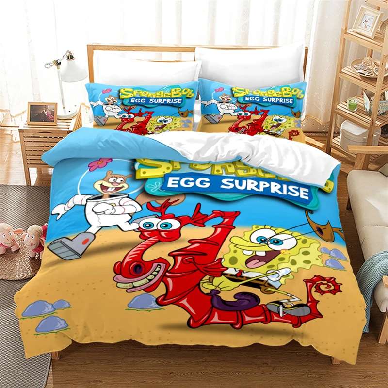 Linen Bedding Sets Bedclothes  Spongebob Bedding Queen Size - New 3d Bedding  Sets - Aliexpress