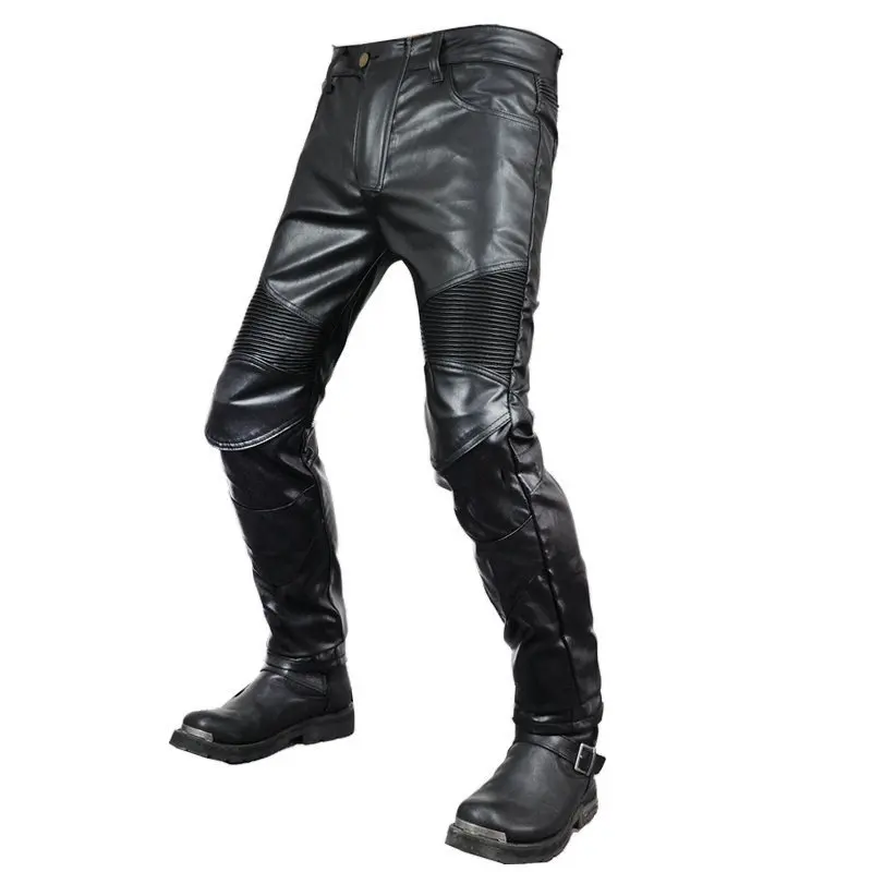 Motorcycle Riding Jeans Motocross Racing Pants PU Leather Biker