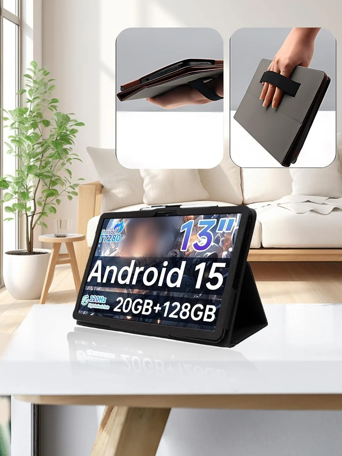 13.4 Inch Tablet Case with Stand, Pencil Holder, and Wrist Strap - Full Protection Cover