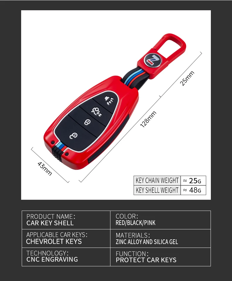 Custodia in lega di zinco custodia protettiva per chiave in Silicone per Chevrolet Malibu Equinox Cruze Camaro 2016 2017 2018 2019 accessori - Sc045492ba72042baa69881c3e18f1267P