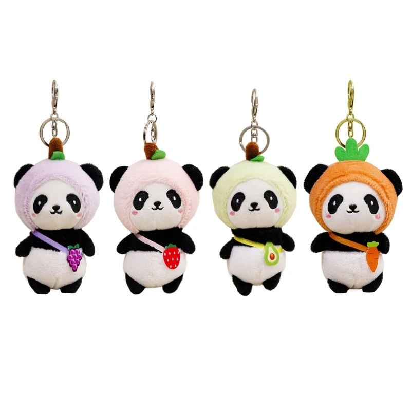 

Mini Plush Panda Schoolbag Pendant Keychain Ladies Furry Cute Cartoon Animal Panda for Girls Vending Machine