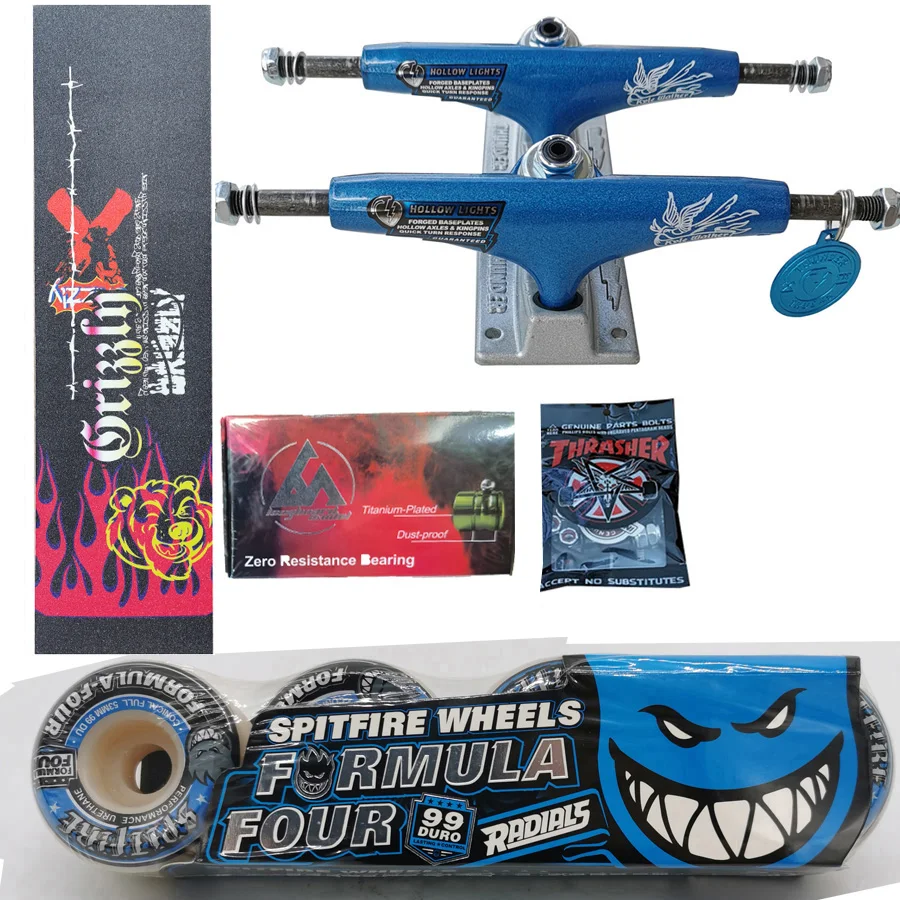 Spitfire Wheels Forged 5.25 Pollici Thunder Skateboard Trucks Buona Qualità Lm Pro Cuscinetti In Acciaio Cromato Grip Tape Skateboards