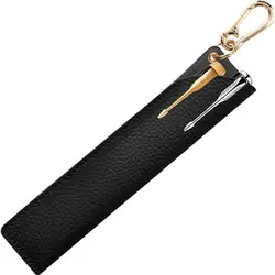 Kawaii Leather Pencil Holder and Storage Bag for School and Office Use (Black)