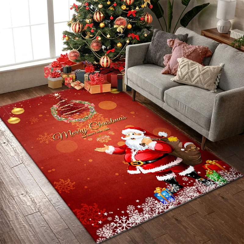 

Home Decoration Modern Christmas Decoration Santa Claus Carpet Living Room Blanket Bedroom Non slip Carpet Floor Mat