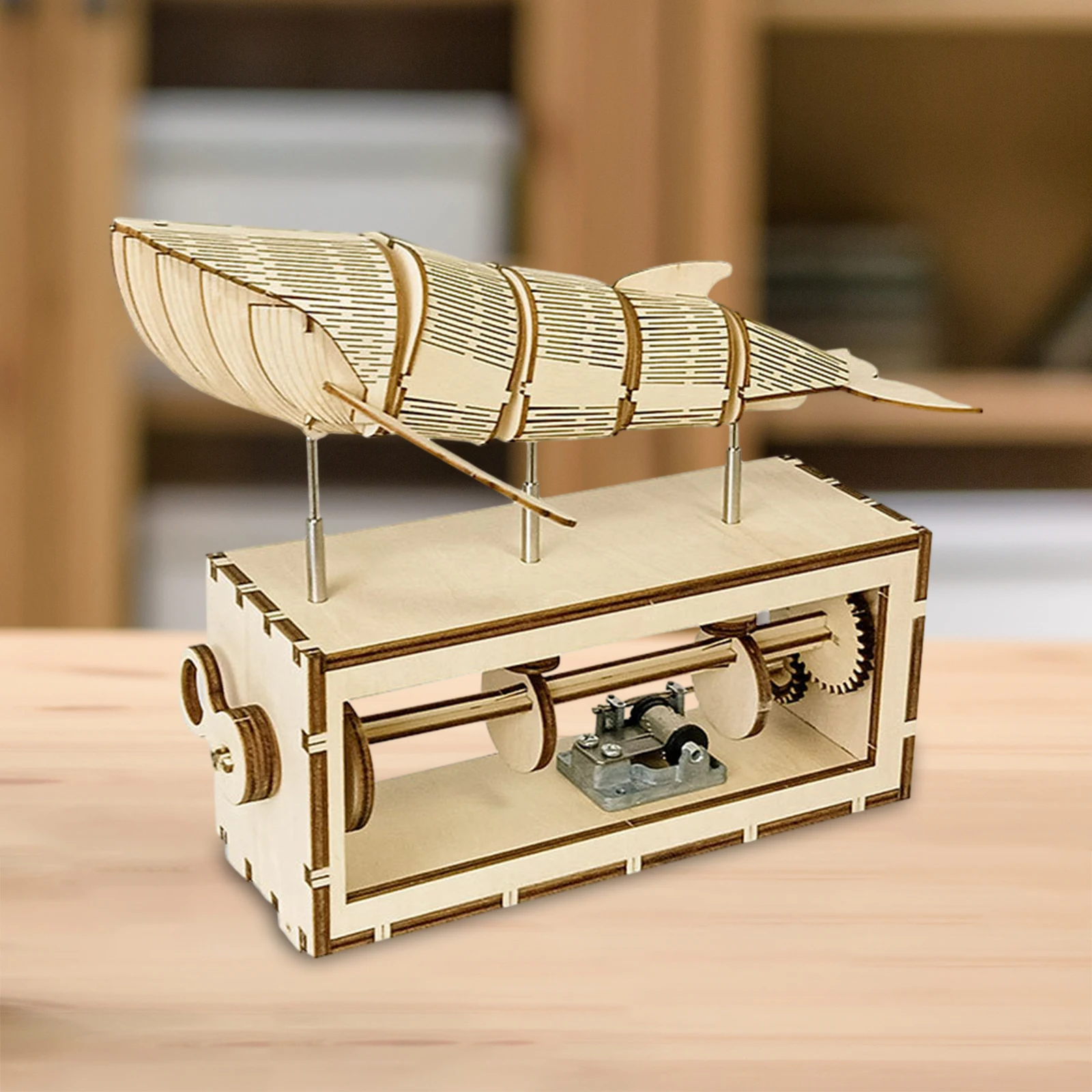 3D Wooden Puzzle Hand Crank Music Box Handmade Mechanical Music Boxes Movement Creative Crafts for Children Birthday