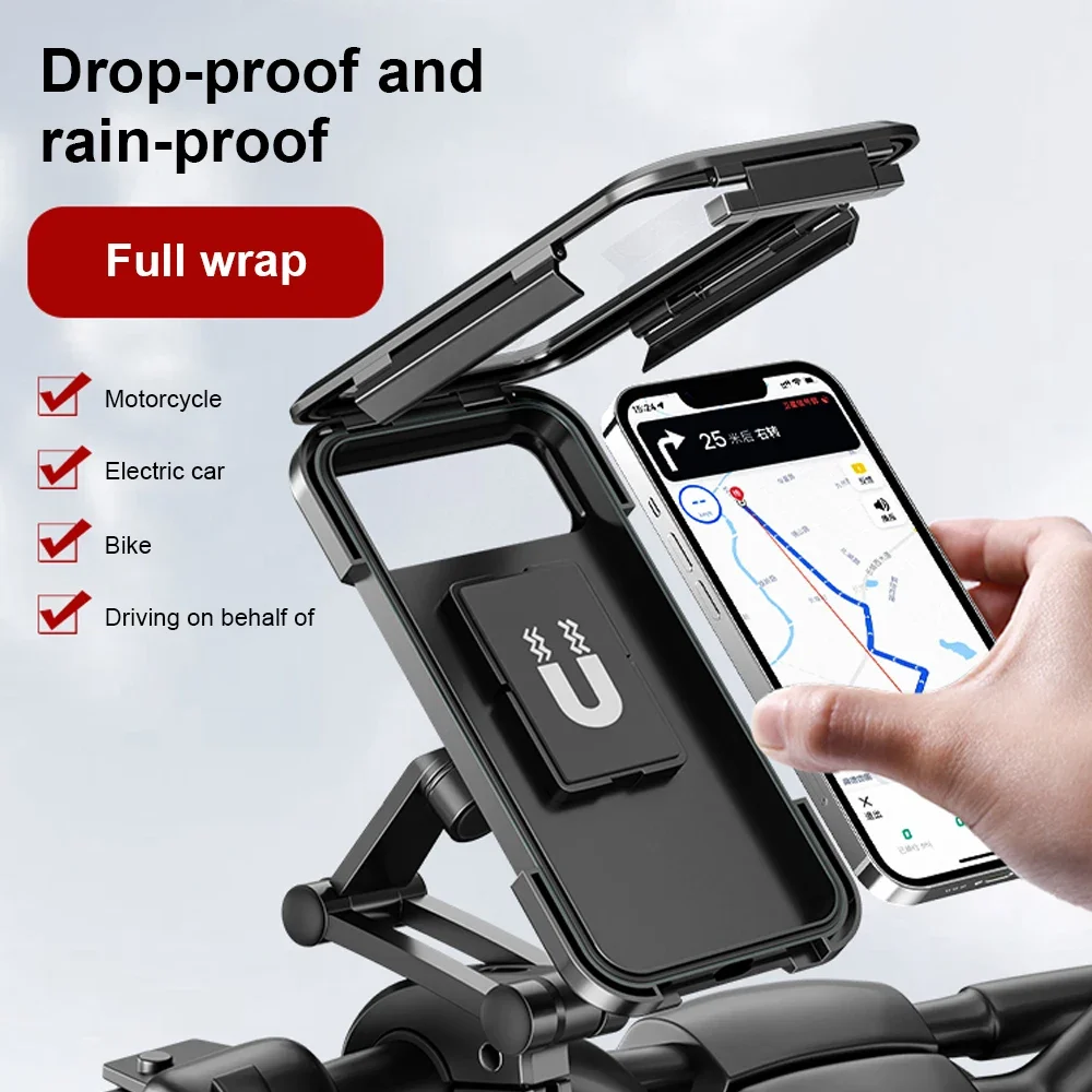 

Waterproof Motorcycle Bike Mobile Phone Holder Support Universal Bicycle GPS 360° Swivel Adjustable Moto Cellphone Holder