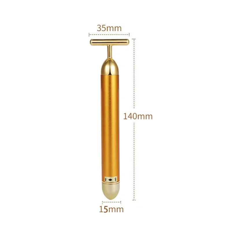 24K Gold Roller Vibrating Facial Massager Slimming Facial Skin Beauty Bar Pulse Firming Face Massage Lift Tightening Wrinkle Bar