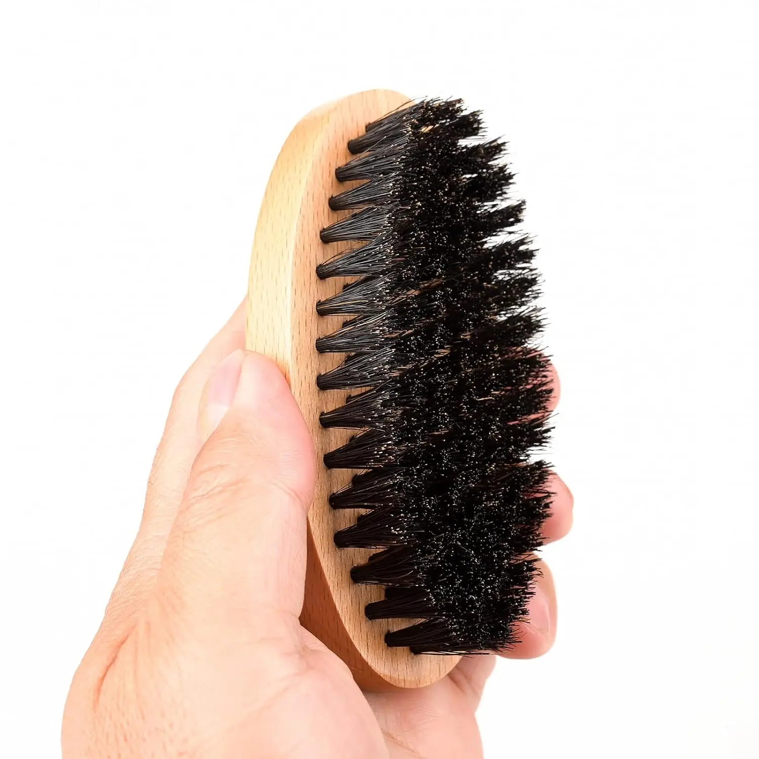Beard Brush Boar Bristle Hair Men Small Soft Pocket Travel Wooden Mustache Brush Skull