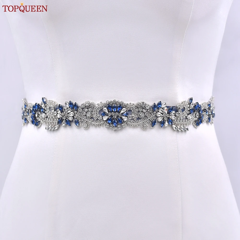 TOPQUEEN Wedding Luxury Belt Full Rhinestone Bridal Sash Wedding Accessories Custom Evening Dress Woman Belt S106-ML