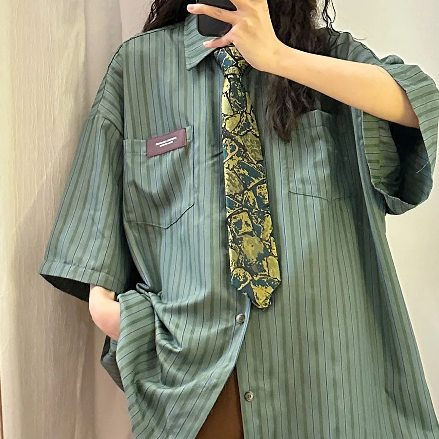 Brown retro tie women's fruit green coffee handmade casual shirt candy colored trendy versatile tie