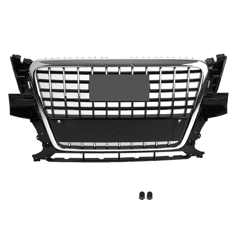 

For SQ5 Style Front Bumper Mesh Hood Grill Grille Glossy Black Universal for Audi Q5 ABS Bumper Grill 2009 2010 2011 2012 fast