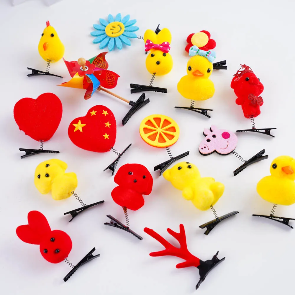 50 Pz/Lotto Cartoon Funny Children 3D Little Yellow Duck Plush Hairpin Fashion Animal Duckbill Clip Accessori Copricapo All'Ingrosso