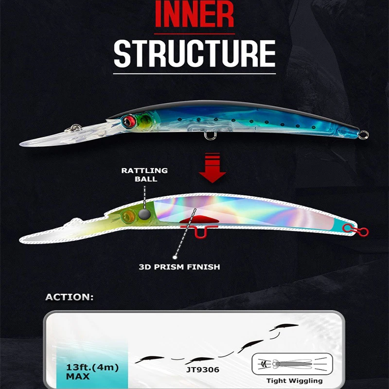 Deep Diver Minnow Sinking Fishing Lure Wobblers 130mm 24g Crystal 3D Hard Bait Megabass Cranbait Japanese Wobblers for Pike Bass 5