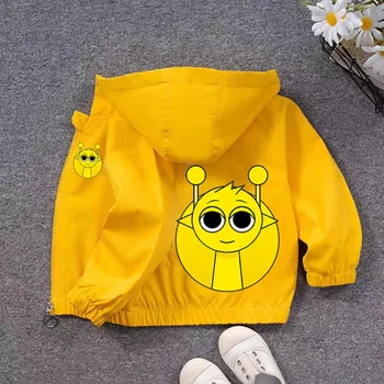 Sprunki PU Waterproof Jackets for Children Cartoon Anime Fashion Coats Boys Girls Autumn Winter Warm Windbreak Coat Kids Clothes 2