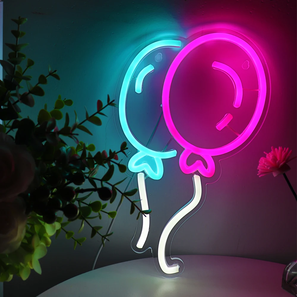 1PC Cute Double Balloon LED Wall Neon Sign Light For Room Home Party Wedding Shop Pub Club New Year Decoration 6.89''*11.61'' custom cute lovely neon light led sign home japanese anime art birthday gift cosplay party kawai room shop wall decor girl lamp