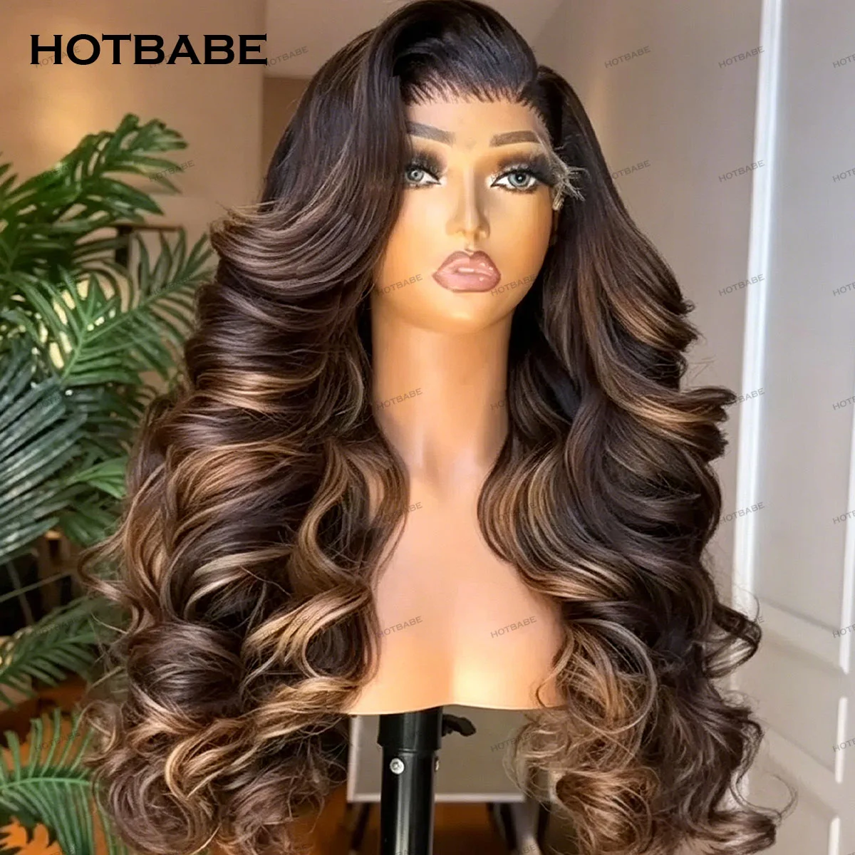 Parrucche senza colla in capelli umani, pronte da indossare, con frontale in pizzo HD 13x6, con mèches 1B/27, ondulate, con pizzo 13x4/360, pre-strappate con baby hair - immagine 2