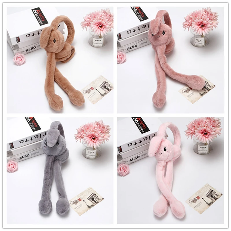 1Pcs New Lady Fluffy Autumn And Winter Earmuffs Cute Warm Move The Air Bag Rabbit Ears Cold Earmuffs, Soft Earmuffs Daily Wear
