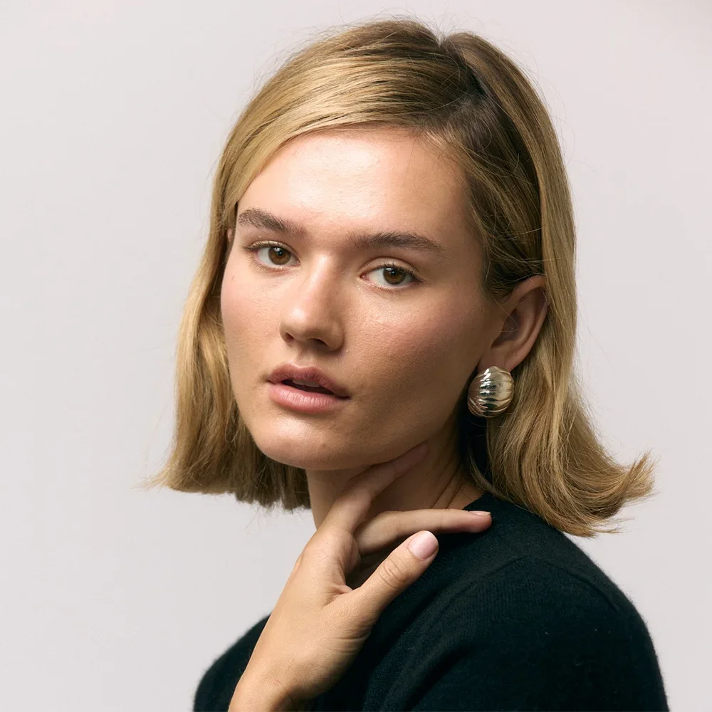 Statement Dome Striped Stud Earrings for Women Chunky Oval Geometric Stainless Steel Earring Party Gifts Hiphop Jewelry Bijoux