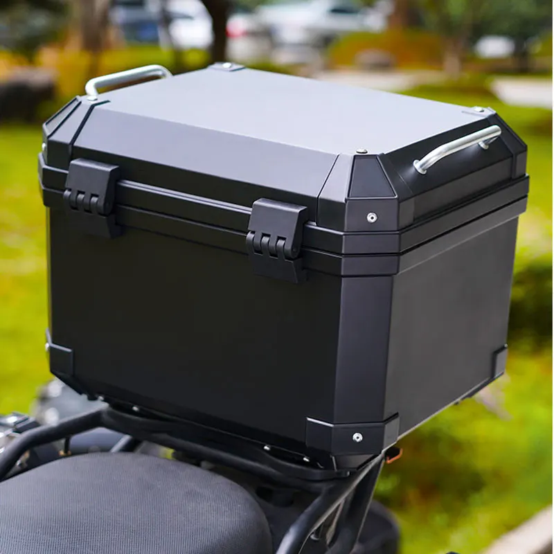 Motorcycle Tail Box Top Case Lockable Helmet Luggage Storage Rear Tour Box With Reflective Design Waterproof Storage Carrier Motorcycle Tail Box