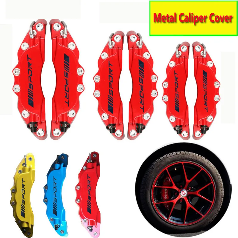 

2 Or 4 Pcs Metal Brake Caliper Cover With Black Sport/// Sticker Car Styling Aluminum Decoration Front Rear Universal KUNBABY