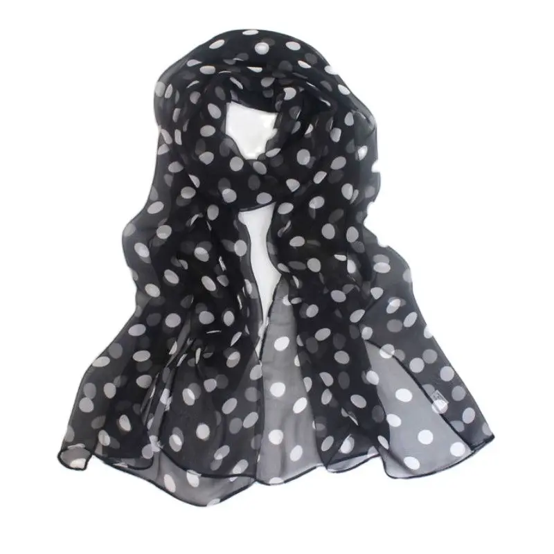 Summer Sunscreen Scarf Long Woman  Silk Scarves 50*160cm Designer Polka Dots Print Female Summer Sheer Wraps