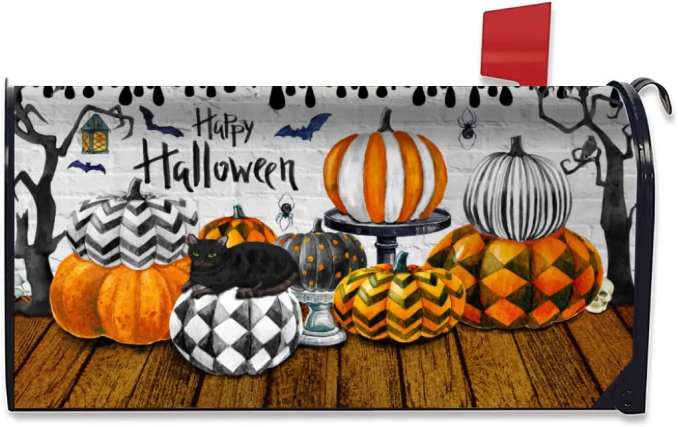 Halloween Mailbox Cover Fall Pumpkin Decorative Mailbox Covers Magnetic Halloween Post Cover Home Garden Decor