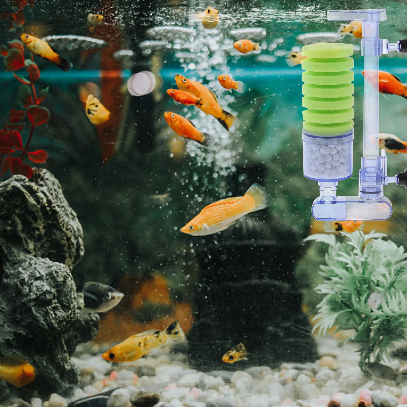 filtre exhausteur air mousse aquarium crevette alevin biochimique
