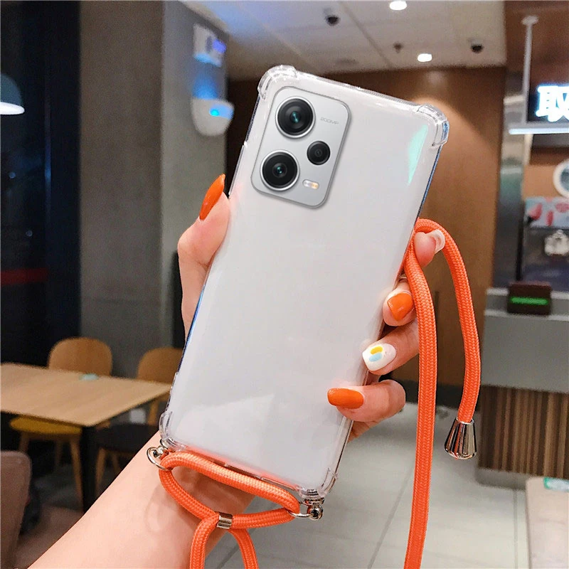 Clear Shockproof Crossbody Lanyard Case - Transparent Soft TPU Silicone Cover