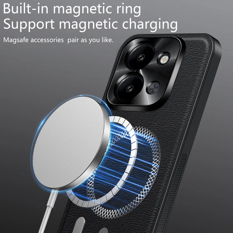 Elegant Leather Magnetic Case with Wear-Resistant Lens Protection and Non-Slip Grip Edge