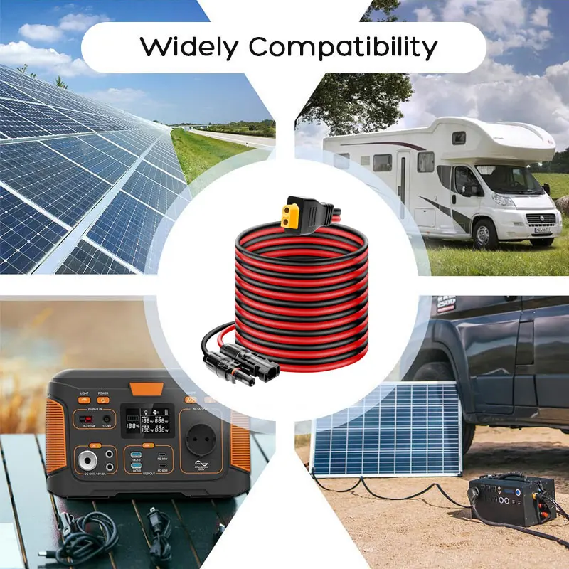 12AWG Solar Panel to XT60 Adapter Cable for ALLPOWERS R600 R1500 R2500 Ecoflow River/Delta Anker Bluetti Solar Generator 6m 3m solar panel connector cable