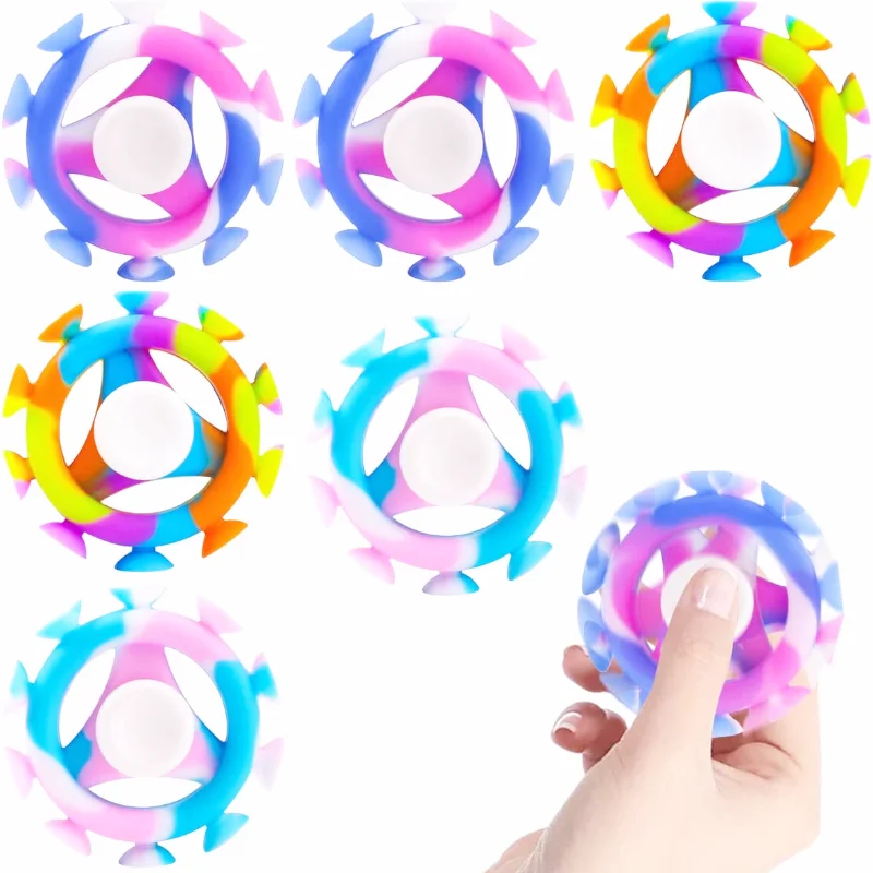

2022 Kids Spinning Top Toys Fingertip Sensory Sucker Spinning Top Toys Silicone Anti-Anxiety Stress Relief Toys for Kids Gift
