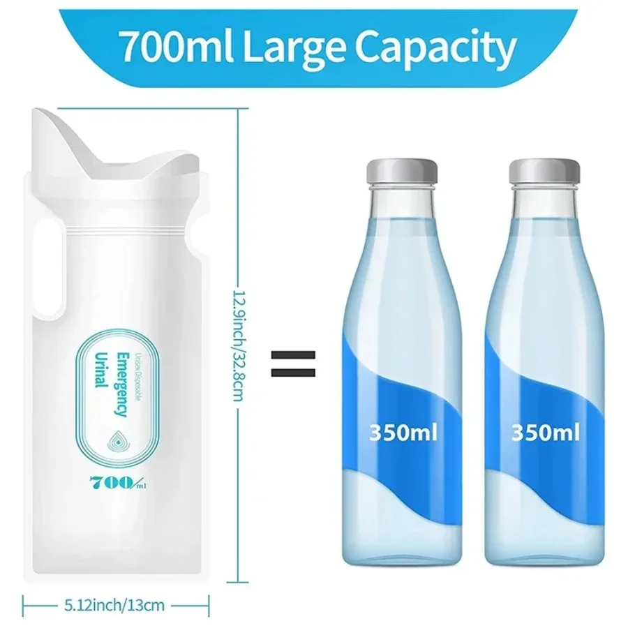 일회용 소변 가방, 여행 캠핑 비상 및 교통 체증을 위한 700ML 소변 가방, 남성용 소변 가방, 여성용