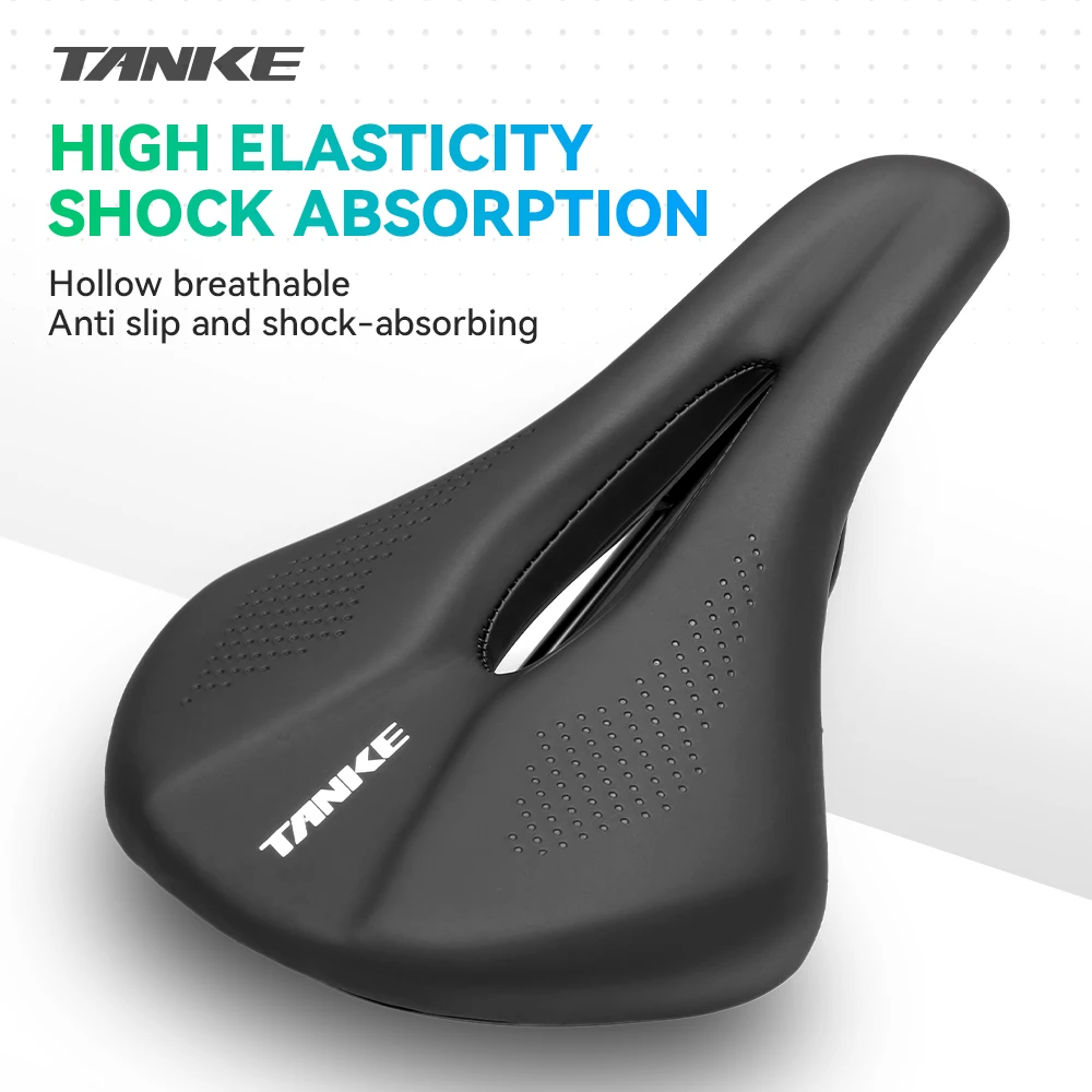Bicycle Saddle TANKE Hollow Breathable Men Women MTB Road Bike Saddle Shock Absorbing Comfortable Big Butt Bike Seat Safety-PU